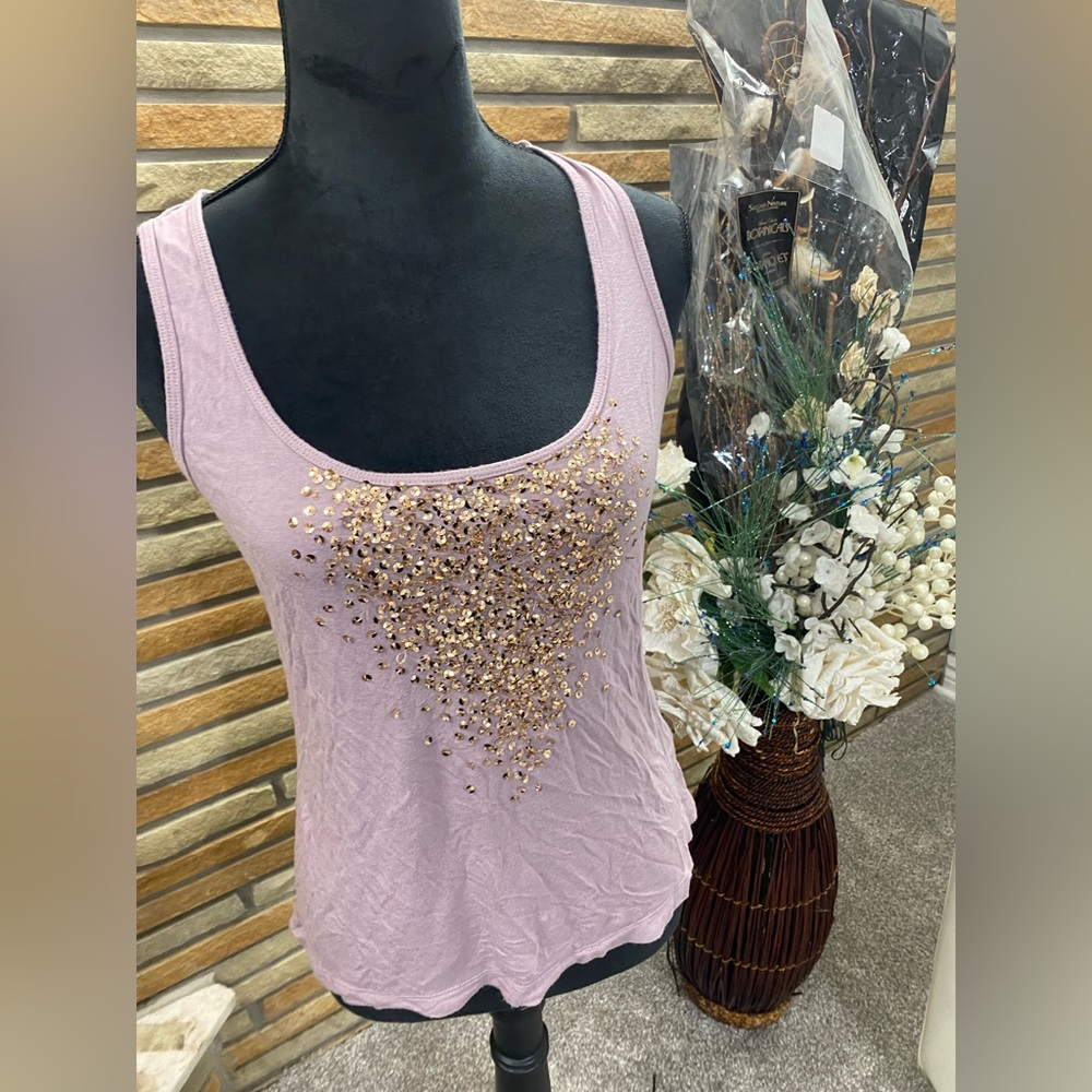 Large purple tank with gold sequin